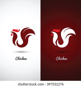 chicken and cock design symbol on white background , vector illustration