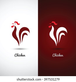 chicken and cock design symbol on white background , vector illustration