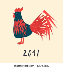 Chicken cock flat design. Vector illustration