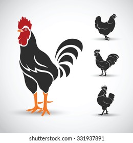 Chicken and cock hand drawn sketch on white background , vector illustration