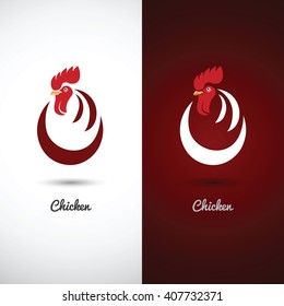 chicken and cock hand drawn sketch on white background , vector illustration