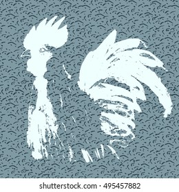 Chicken cock ink watercolor sketch brush hand drawn pattern. Vector illustration