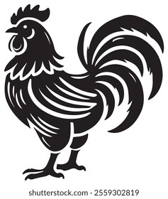 chicken cocks silhouette vector art design with white background