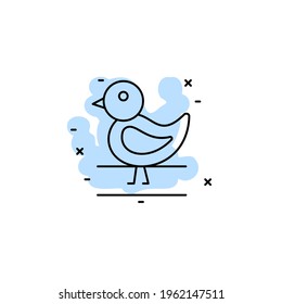 Pollo con icono de vector de sombra de color en conjunto de agricultura