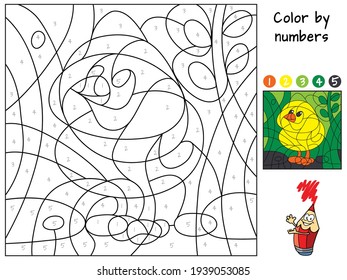 Chicken. Coloring book. Educational puzzle game for children. Cartoon vector illustration