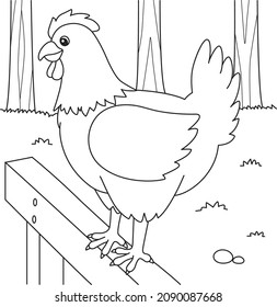 Chicken Coloring Page for Kids