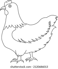 Chicken Coloring Page Kidschickenchicken Black Outline Stock Vector ...