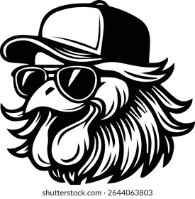 Chicken Cook mullet trucker hat design isolated on transparent background