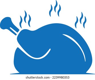 Chicken cooked icon, Chicken grill icon blue vector
