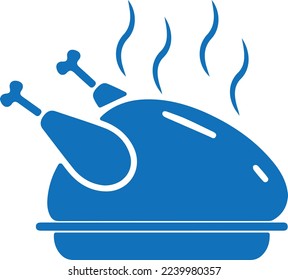 Chicken cooked icon, Chicken grill icon blue vector