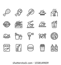 Chicken cooking and food related icon and symbol set