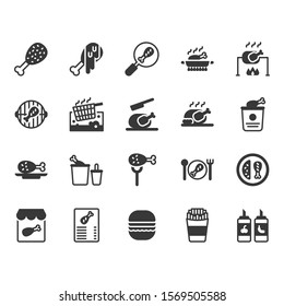 Chicken cooking and food related icon and symbol set