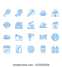 Chicken cooking and food related icon and symbol set