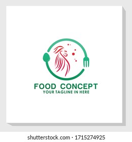 chicken cooking logo design template vector, restaurant logo inspiration