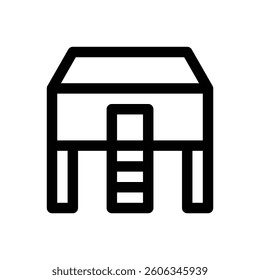 Chicken coop. Editable stroke vector icon.