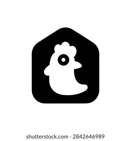 Chicken Coop with Hen Head Solid Icon