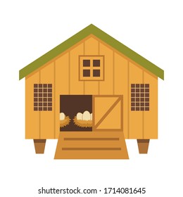 Chicken Coop, Hen House Cartoon Vector Illustration