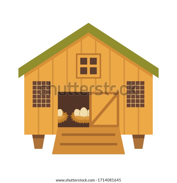 Chicken coop,\
hen house cartoon vector\
illustration