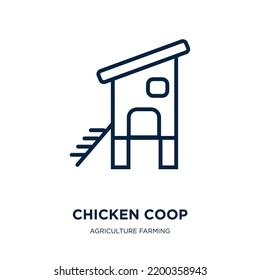 Chicken Coop Icon From Agriculture Farming And Gardening Collection. Thin Linear Chicken Coop, Hen, Bird Outline Icon Isolated On White Background. Line Vector Chicken Coop Sign, Symbol For Web And