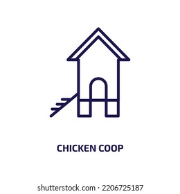 Chicken Coop Icon From Agriculture Farming And Gardening Collection. Thin Linear Chicken Coop, Coop, Egg Outline Icon Isolated On White Background. Line Vector Chicken Coop Sign, Symbol For Web And 