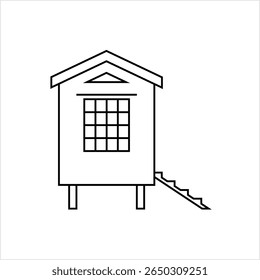 Chicken Coop Icon, Hen House, Chicken,Fowl Safe Home Structure Vector Art Illustration
