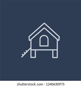 Chicken coop icon. Chicken coop linear design concept from Agriculture, Farming and Gardening collection. Simple element vector illustration on dark blue background.
