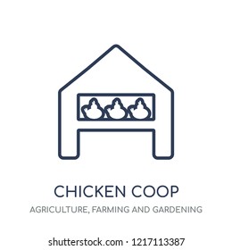 Chicken coop icon. Chicken coop linear symbol design from Agriculture, Farming and Gardening collection. Simple outline element vector illustration on white background.