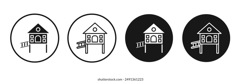 Chicken coop icon set on white background