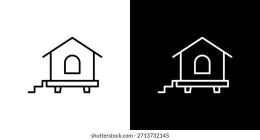 Icono de gallinero. Símbolo plano simple. Ilustración de pictograma de contorno negro perfecto