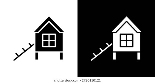 Hühnerstall Symbol einfache flache grafische Illustrationen. Schwarz-weiße Silhouette Vektor