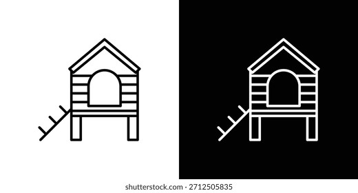 Hühnerstall-Symbol im einfachen linearen Stil.
