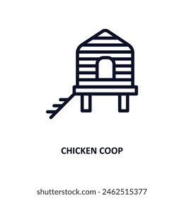 chicken coop icon. Thin line chicken coop icon from agriculture and farm collection. Outline vector isolated on white background. Editable chicken coop symbol can be used web and mobile