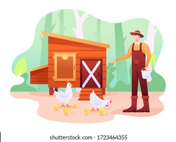 Chicken Coop Illustration, it's a Shed or Farm for Poultry and Fowl, can be Chicken, Bird or anything else. This illustration can be use for website, landing page, web, app, and banner.