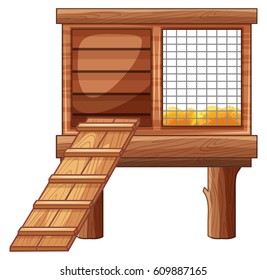 Chicken coop made of wood illustration