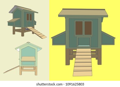 Chicken Coop Model, Vector & Illustration
