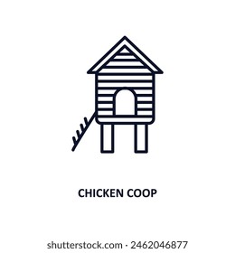 chicken coop outline icon. Thin line icon from agriculture farming and gardening collection. Editable vector isolated on white background