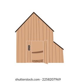chicken coop, small house clipart, farm landscape illustration, cottage clip art, vector farmhouse background in flat style, nature scenery