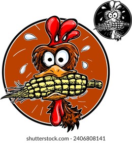 
Chicken with corn in its beak
vector hand drawing