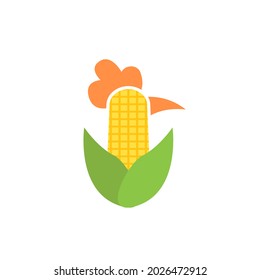 chicken corn logo isolated on white