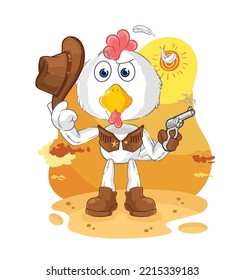 el vaquero de pollo con vector de carácter de arma
