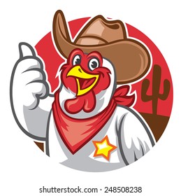 chicken cowboy thumb up
