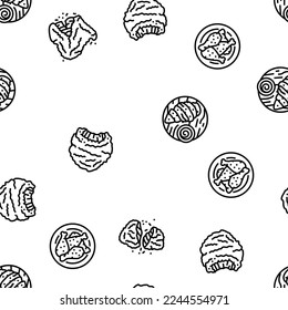 chicken crispy food meat meal vector seamless pattern thin line illustration