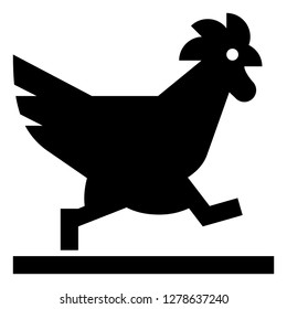 Chicken Crossing The Road Vector Icon