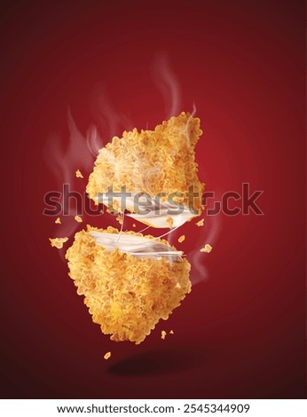 Chicken crunchy fried with vector Background.