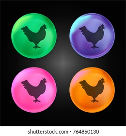 Chicken crystal ball design icon in green - blue - pink and orange.