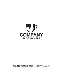 Chicken cup logo design template. Vector illustration