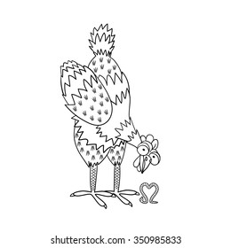 Chicken with curiosity looks at a worm which depicts the heart