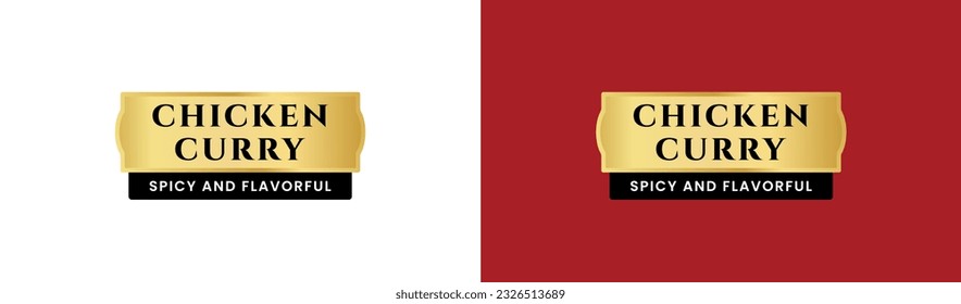 Chicken curry label or Chicken curry flavor label vector isolated in flat style. Chicken curry label for product packaging design element. Chicken curry Flavor Label for packaging design element.