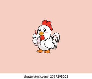 Pollo lindo beber té de burbuja