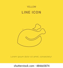 Chicken Cute yellow thin line icon / logo Design
